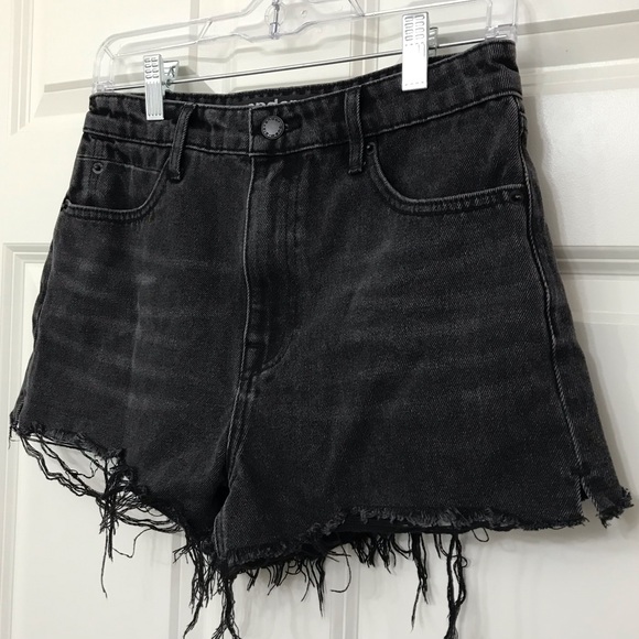 New Alexander Wang Bite High Rise Denim Shorts Rigid Black Jean Cut Off 28 - Picture 5 of 13